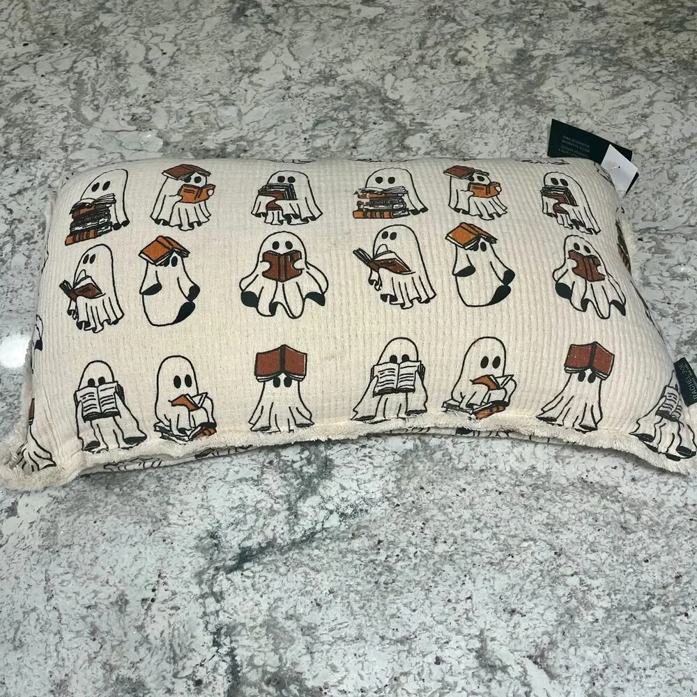 Rachel Zoe Halloween Viral Ghost Reading Book Down Alternative Decorative Pillow